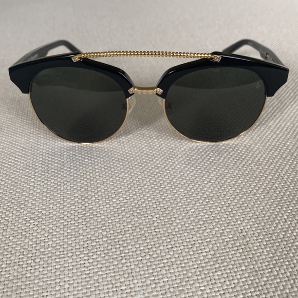Philippe V Accessories - Philippe Plein Horn Rim Double Bridge Black & Gold Framed Sunglasses Unisex